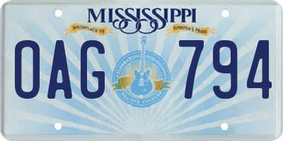 MS license plate OAG794