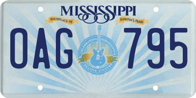 MS license plate OAG795