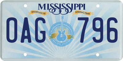MS license plate OAG796