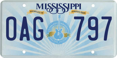 MS license plate OAG797