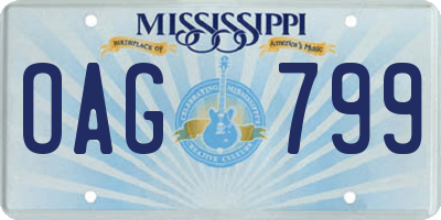 MS license plate OAG799