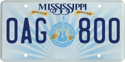 MS license plate OAG800