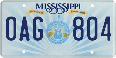 MS license plate OAG804