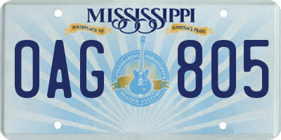 MS license plate OAG805