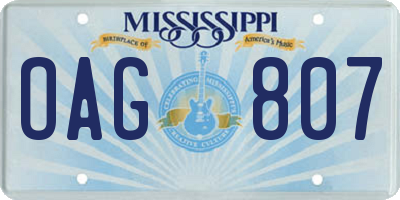 MS license plate OAG807