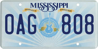 MS license plate OAG808