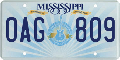 MS license plate OAG809