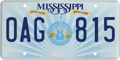 MS license plate OAG815