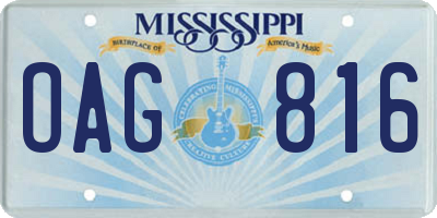 MS license plate OAG816