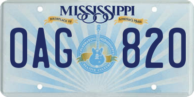 MS license plate OAG820
