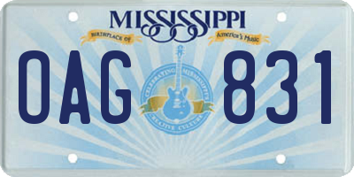 MS license plate OAG831