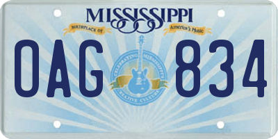 MS license plate OAG834