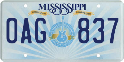 MS license plate OAG837