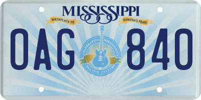 MS license plate OAG840