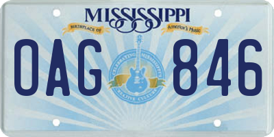 MS license plate OAG846