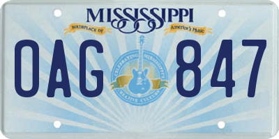 MS license plate OAG847