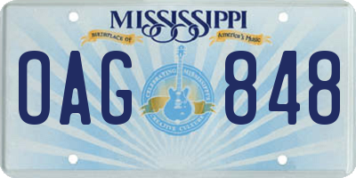 MS license plate OAG848