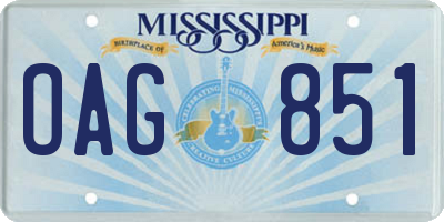 MS license plate OAG851