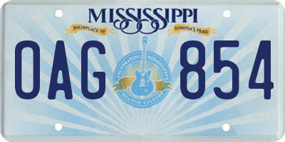 MS license plate OAG854