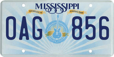 MS license plate OAG856