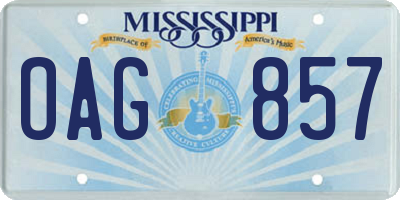 MS license plate OAG857