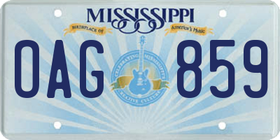 MS license plate OAG859