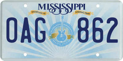MS license plate OAG862