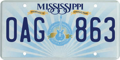 MS license plate OAG863