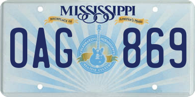 MS license plate OAG869