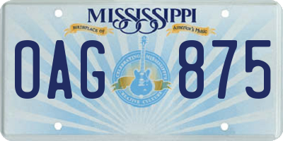 MS license plate OAG875