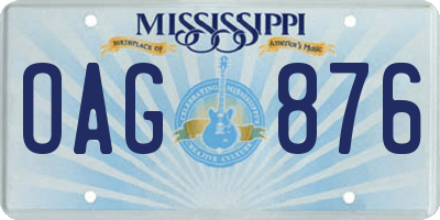MS license plate OAG876