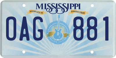 MS license plate OAG881