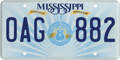 MS license plate OAG882