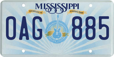 MS license plate OAG885