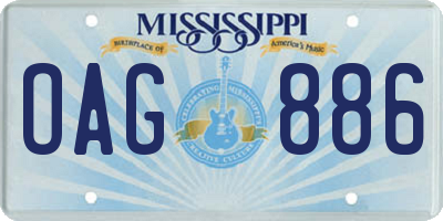 MS license plate OAG886