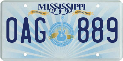 MS license plate OAG889