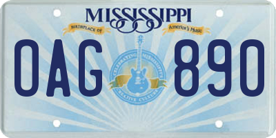 MS license plate OAG890