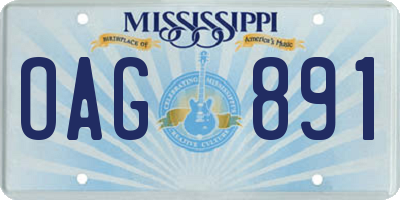 MS license plate OAG891