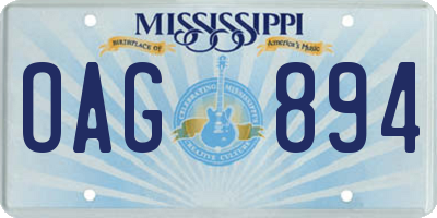 MS license plate OAG894