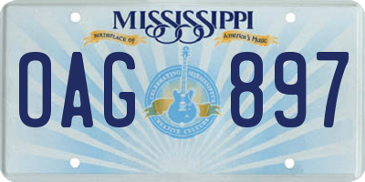 MS license plate OAG897
