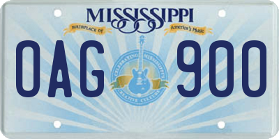 MS license plate OAG900