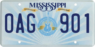 MS license plate OAG901
