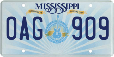 MS license plate OAG909