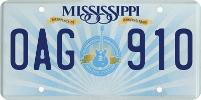 MS license plate OAG910