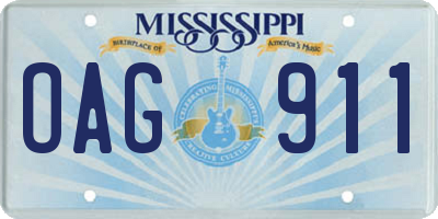 MS license plate OAG911