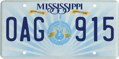 MS license plate OAG915