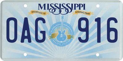 MS license plate OAG916