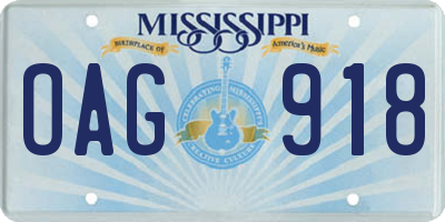 MS license plate OAG918
