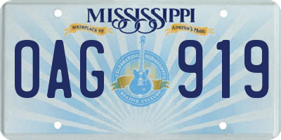 MS license plate OAG919