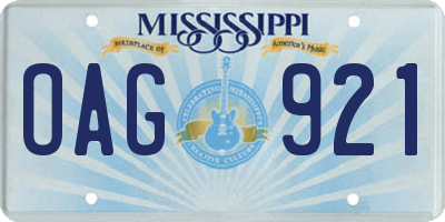 MS license plate OAG921